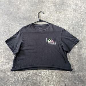 Quiksilver Crop Top Shirt Womens M Black Cropped Retro Y2K Skater